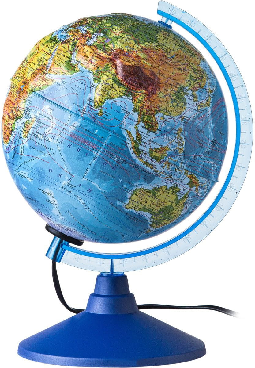 Глобус Земли GLOBEN физико-политический рельефный (с подсветкой)