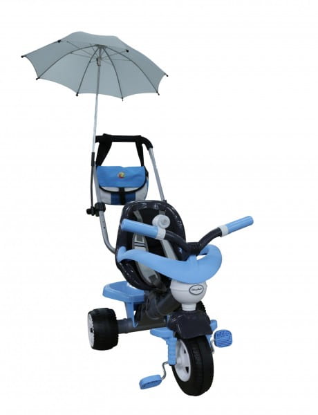 Детский велосипед COLOMA Амиго №3 (с ограждением, клаксоном, ручкой, ремешком, мягким сиденьем, сумкой и зонтиком)