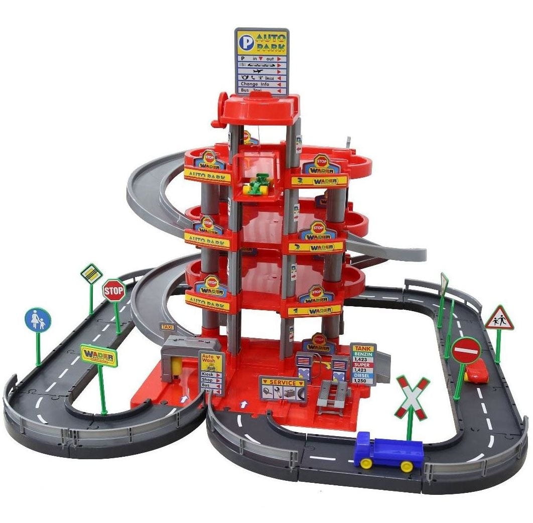 Игровой набор WADER Паркинг с дорогой и автомобилями (4 уровня) - красный