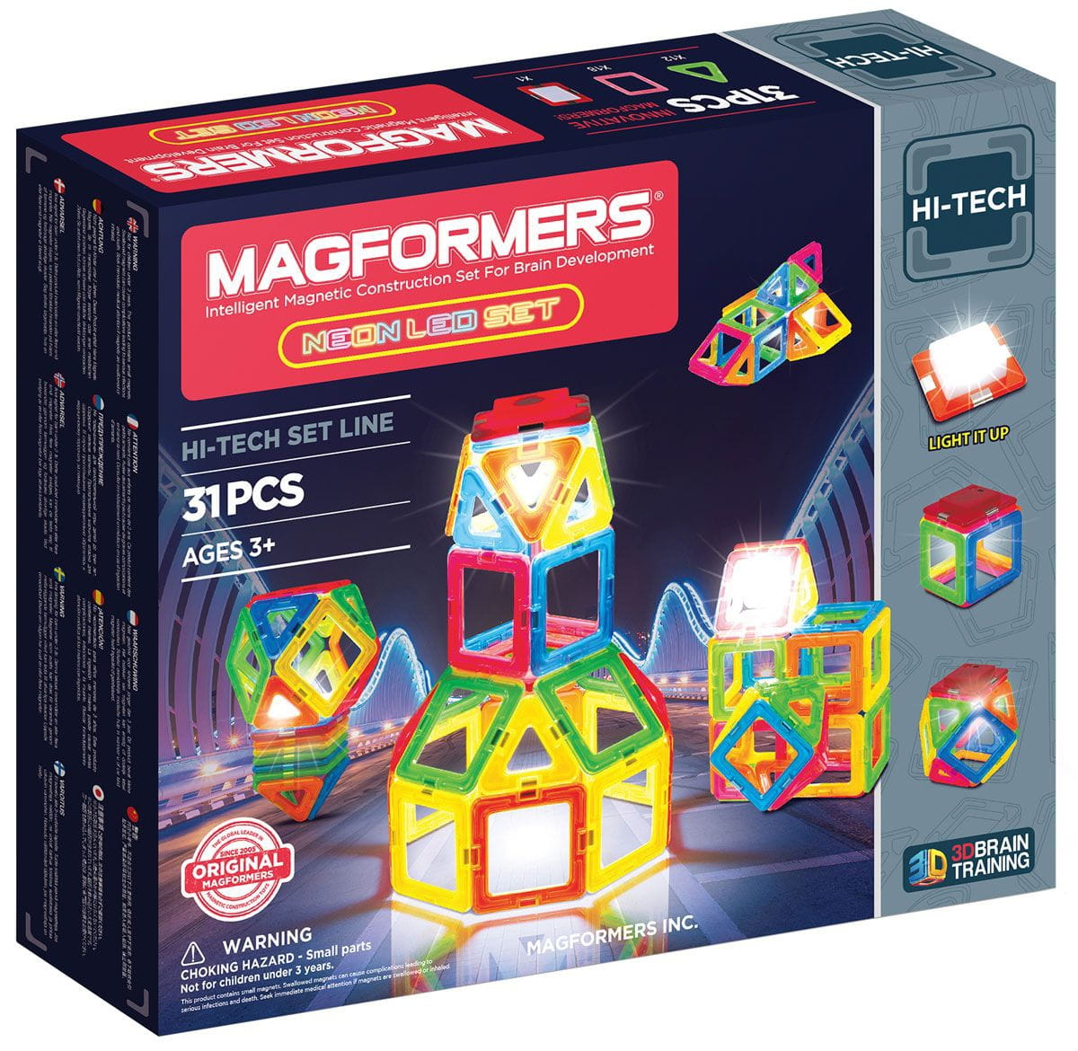 Магнитный конструктор MAGFORMERS Neon Led set (31 деталь)