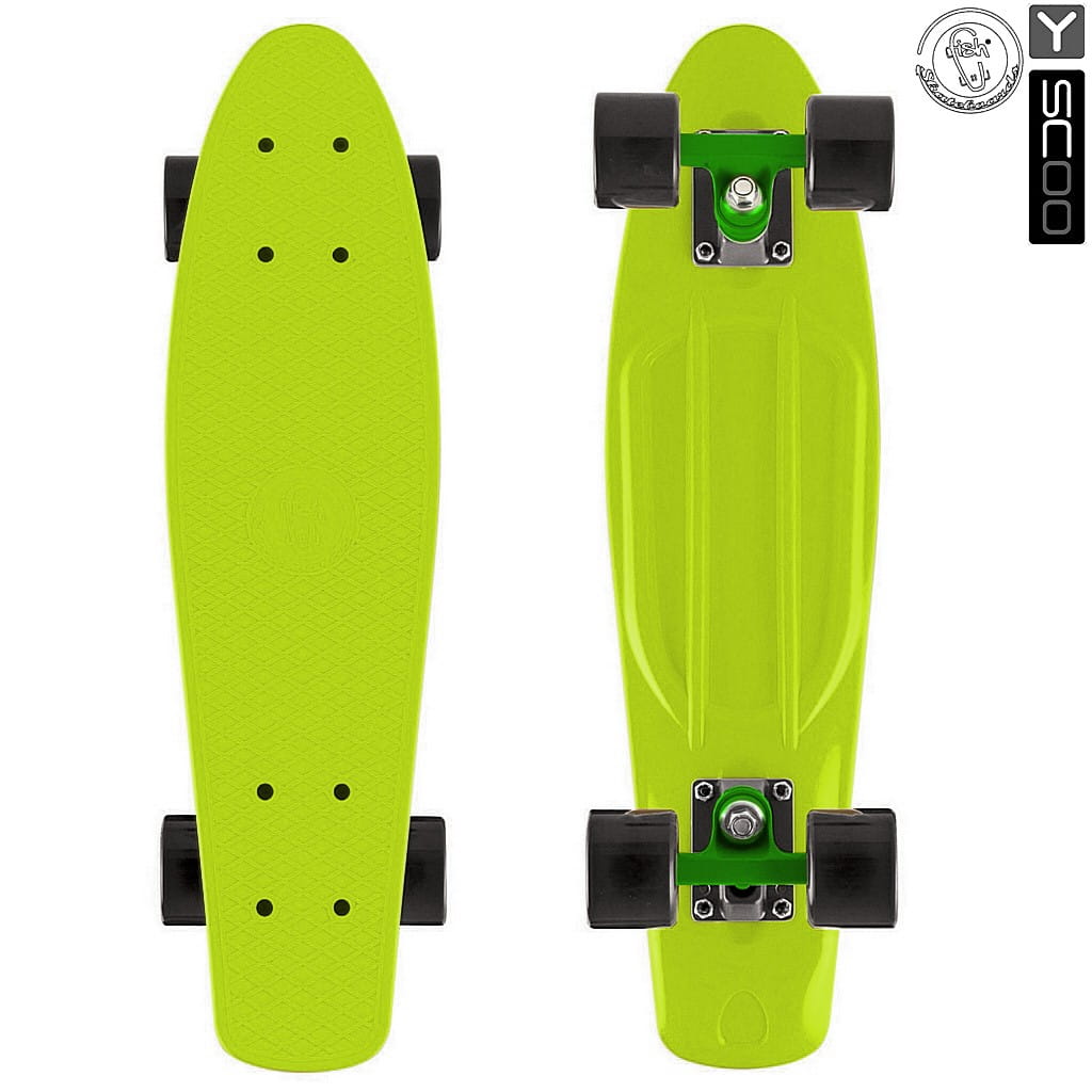 Скейтборд Y-SCOO Fishskateboard 22 дюйма - Lime-black