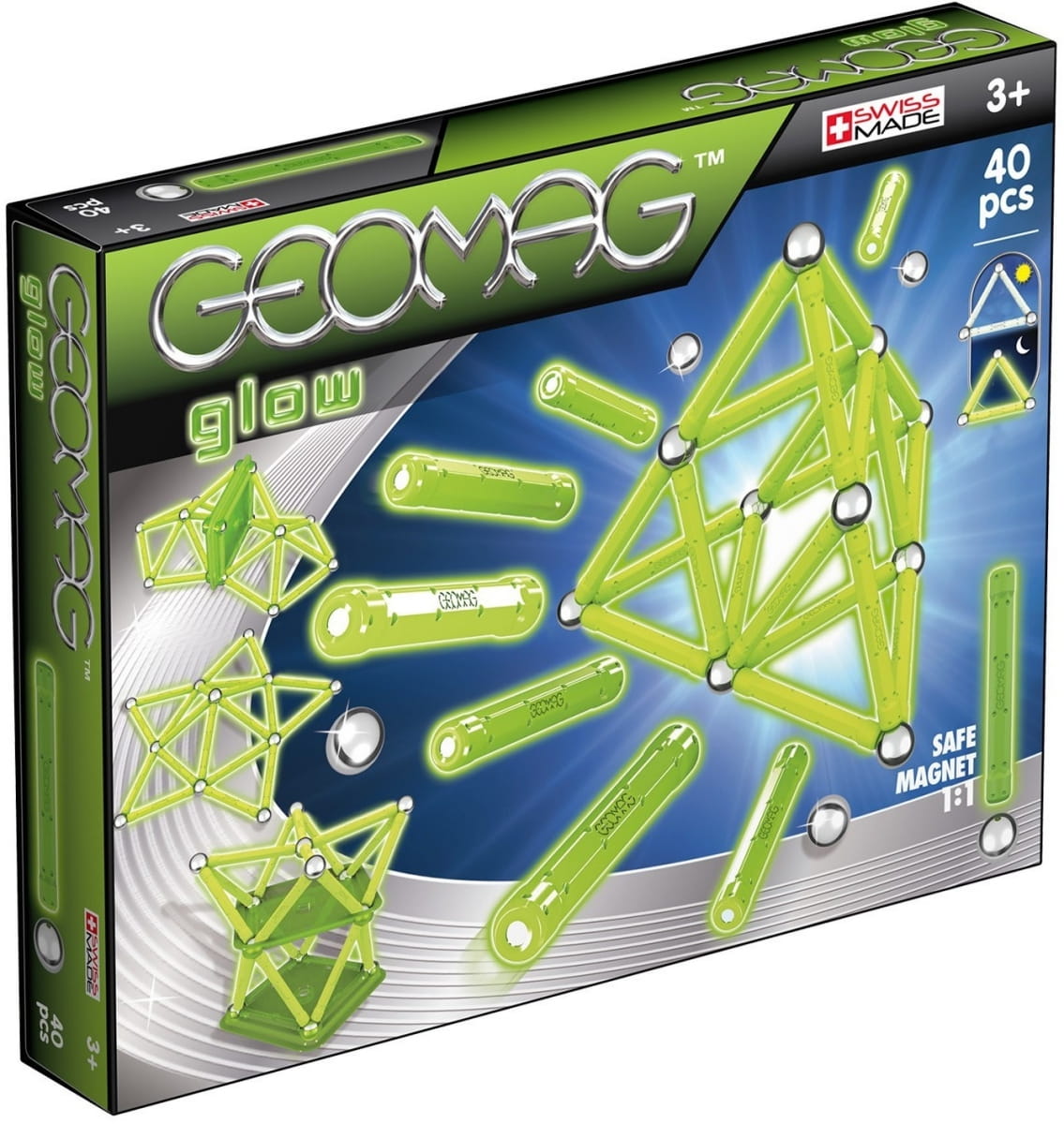 Магнитный конструктор GEOMAG Glow - 40 деталей