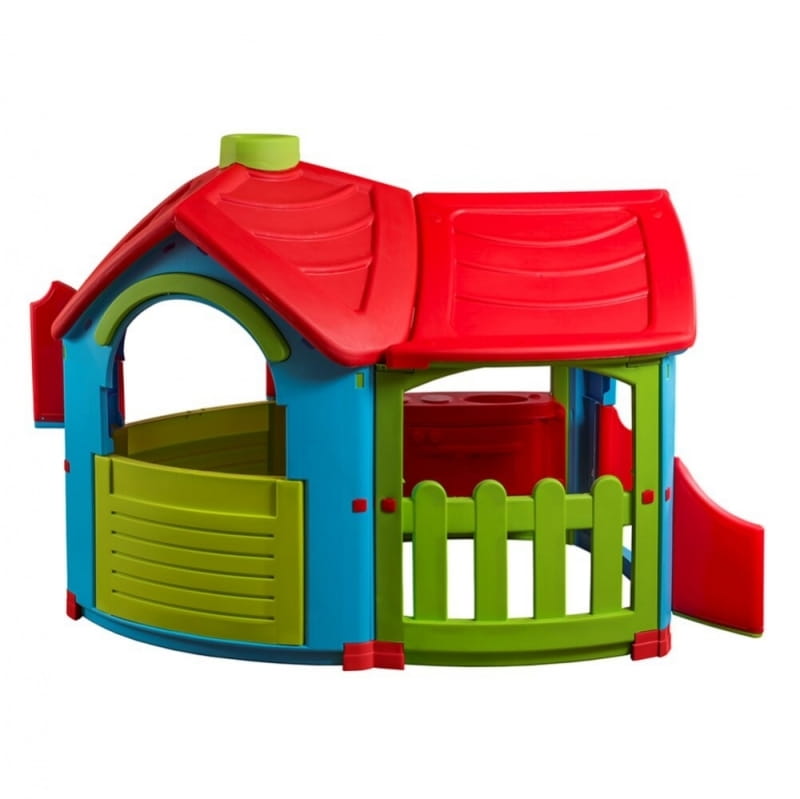 Игровой домик PALPLAY Вилла с пристройкой со светом и звуком - голубой, зеленый, красный