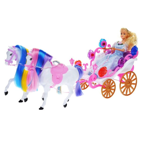 Карета с куклой и 2 лошадьми BONDIBON